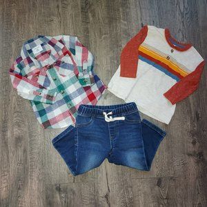 Okie Dokie Shirts & Pants Set (3) Size 12-18 mths